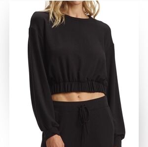 Commando Modern Lounge Cropped Sweatshirt Black Size Small